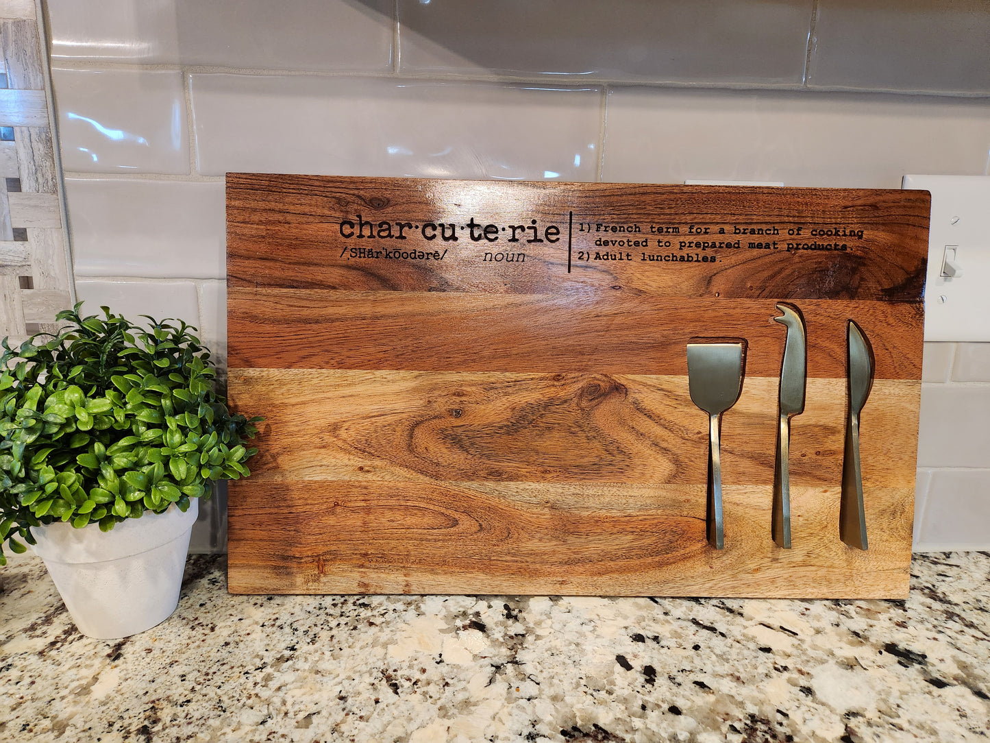 Charcuterie Adult Lunchable Acacia Cutting Board with Utensils, Custom Acacia Cutting Board, Engraved Cutting Board, Funny Cutting Board