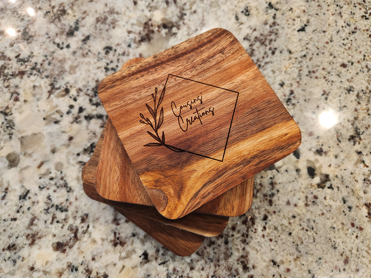 Wood Coasters Personalized with Company Logo