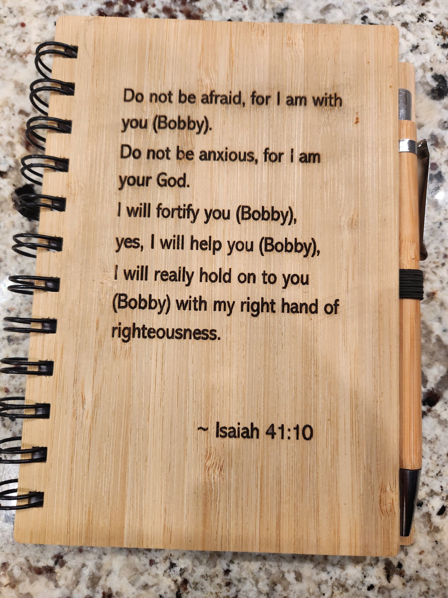 Personalized Scripture Custom Journal Bamboo Notebook with Pen