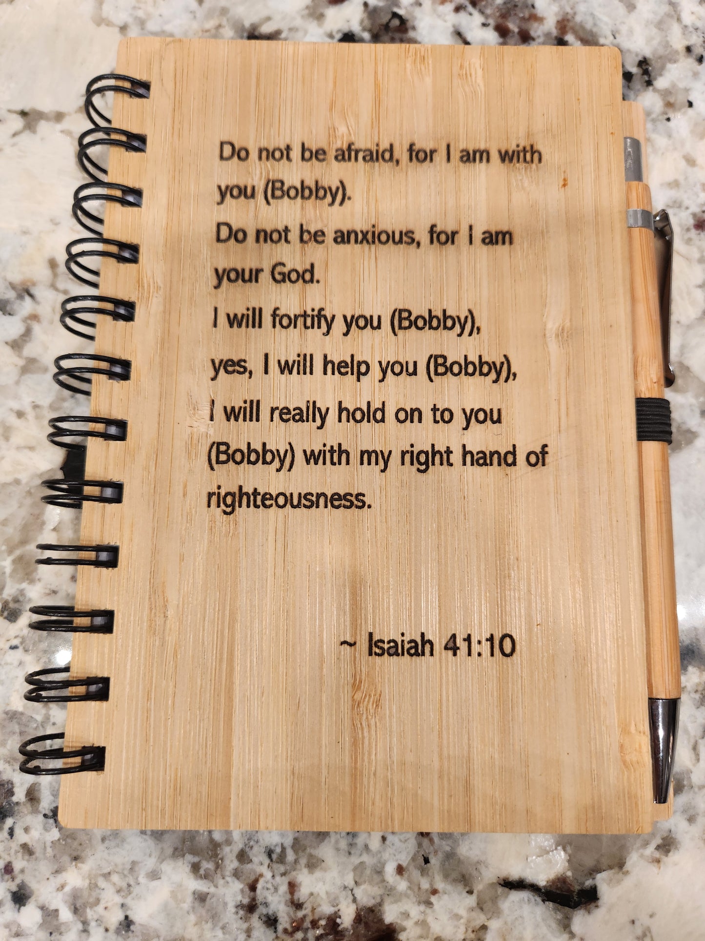 Personalized Scripture Custom Journal Bamboo Notebook with Pen