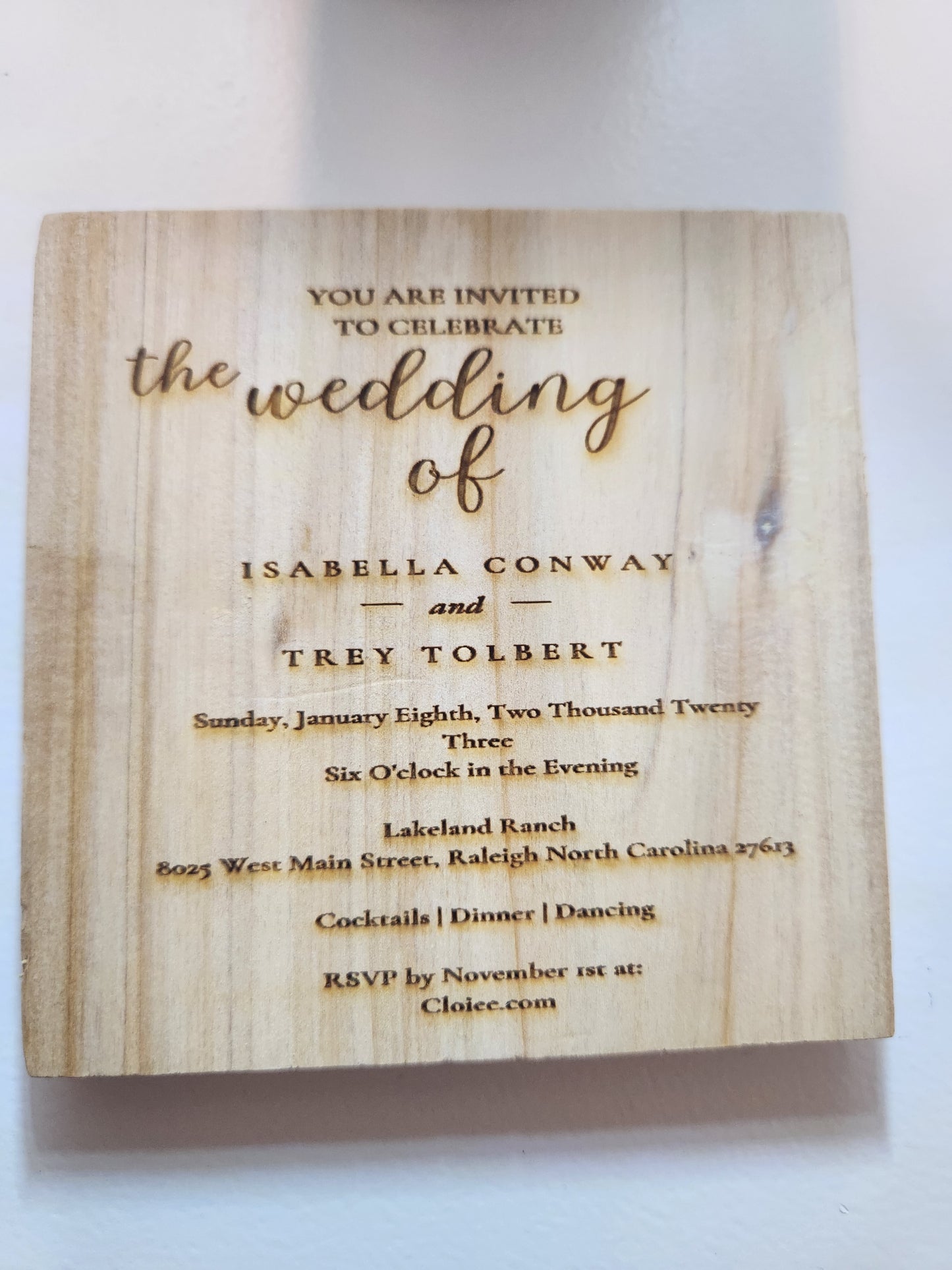 WEDDING INVITATION Wood Coasters (Set Of 4) Engraved with YOUR Wedding Invitation, Wedding Coasters, Custom Keepsake