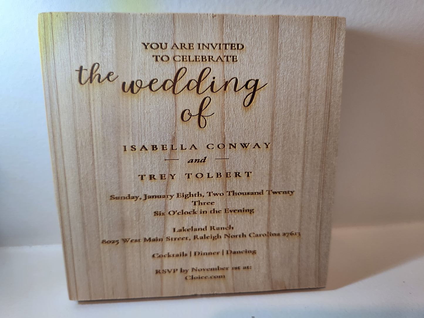 WEDDING INVITATION Wood Coasters (Set Of 4) Engraved with YOUR Wedding Invitation, Wedding Coasters, Custom Keepsake