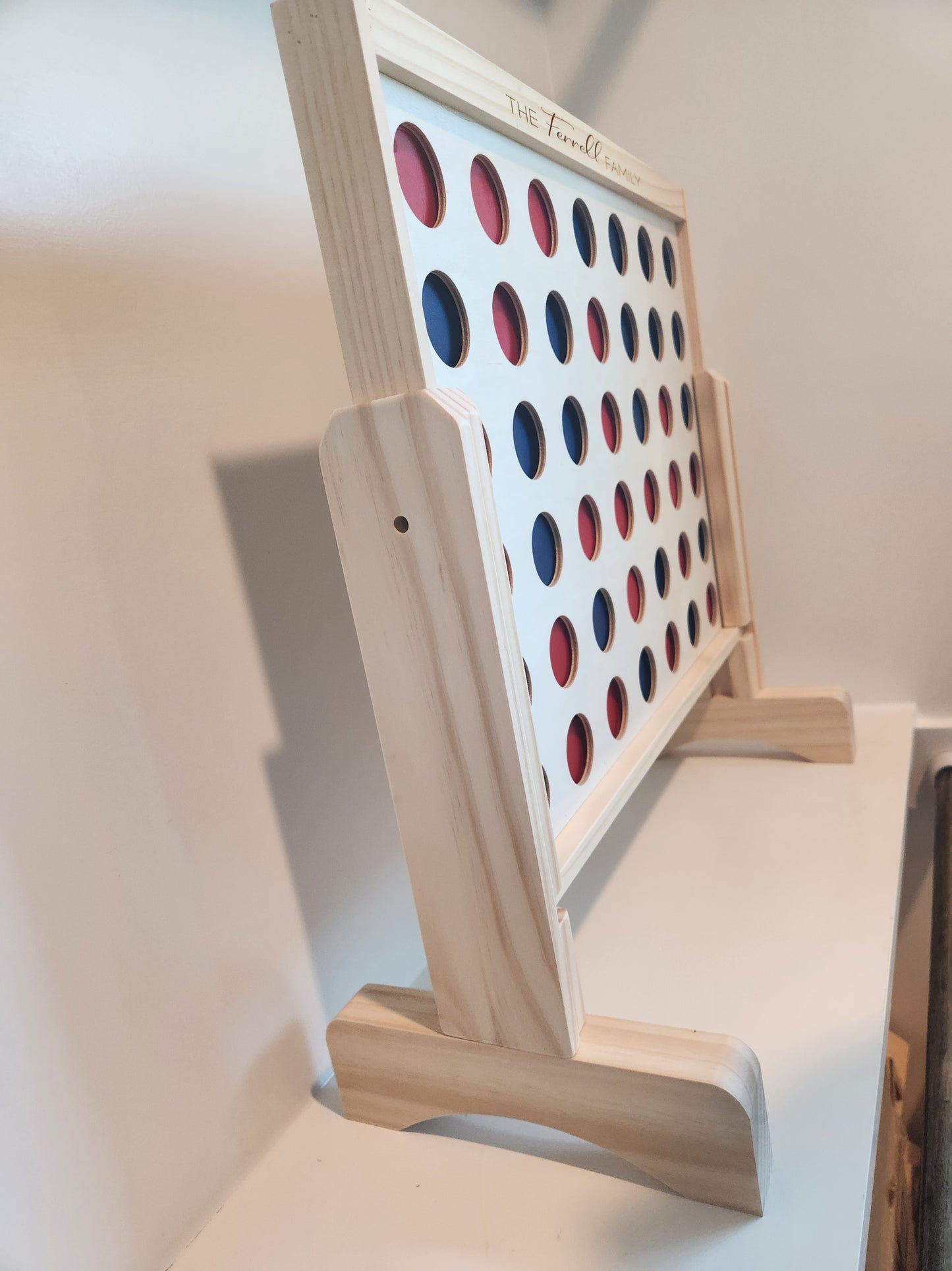 Personalized Large Handcrafted Tabletop 4-In-A-Row Game! Wooden Connect Four w/ Discs! Custom Board Game! 20x20 inch Board! Realtor Closing Gift