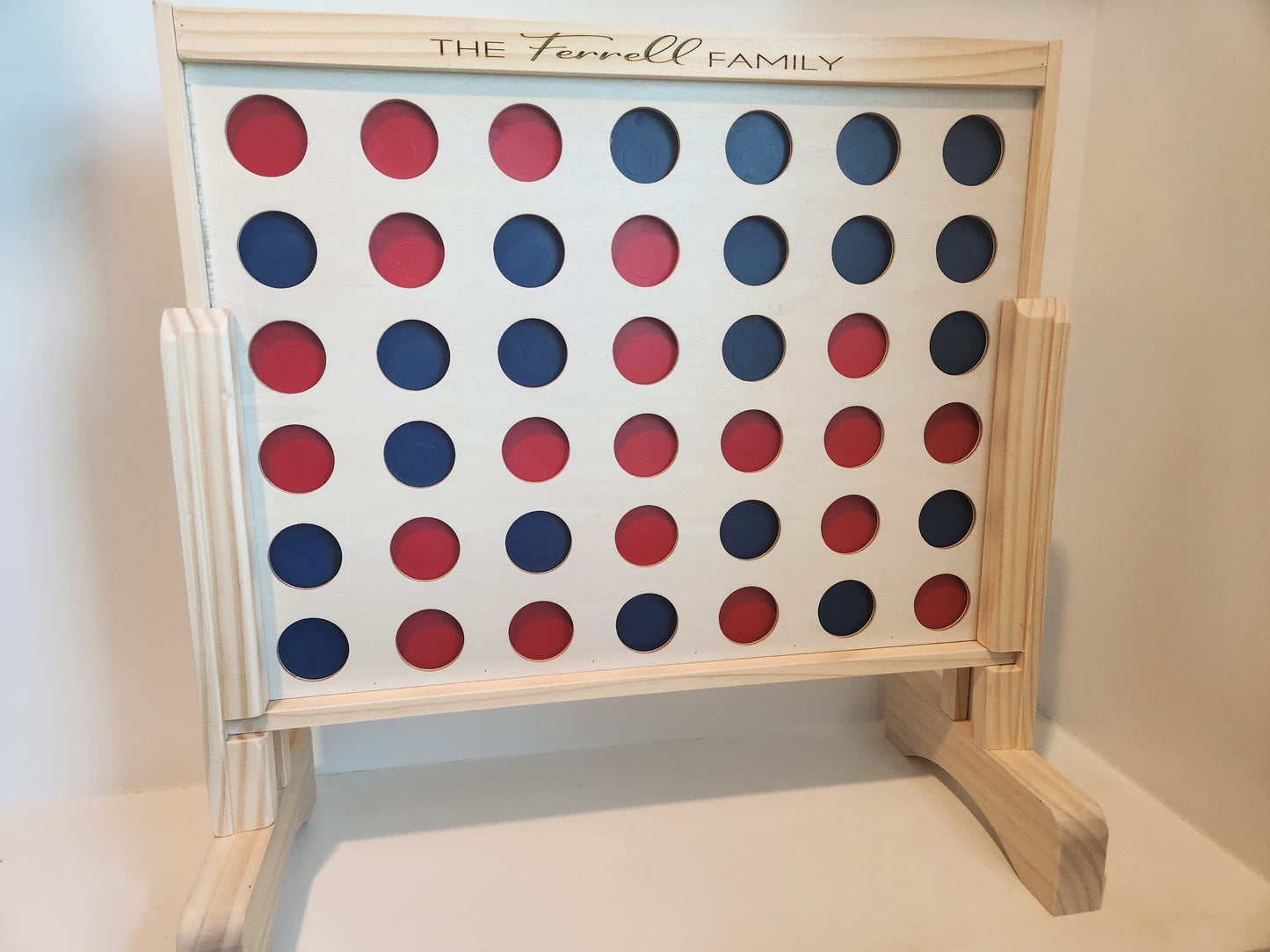 Personalized Large Handcrafted Tabletop 4-In-A-Row Game! Wooden Connect Four w/ Discs! Custom Board Game! 20x20 inch Board! Realtor Closing Gift