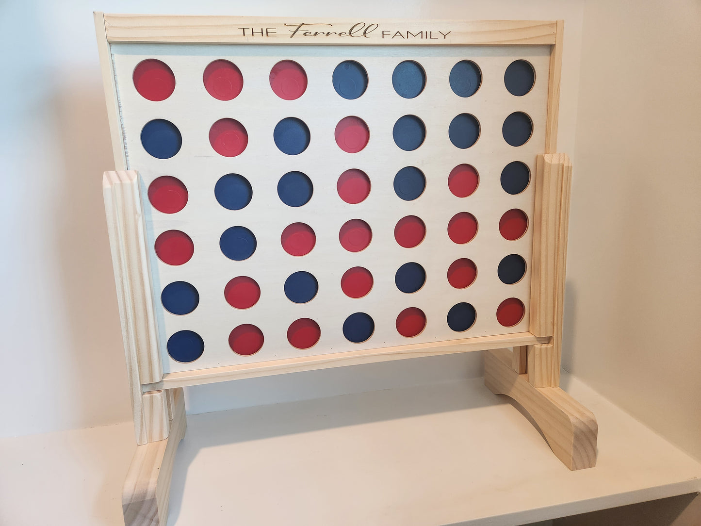 Personalized Large Handcrafted Tabletop 4-In-A-Row Game! Wooden Connect Four w/ Discs! Custom Board Game! 20x20 inch Board! Realtor Closing Gift