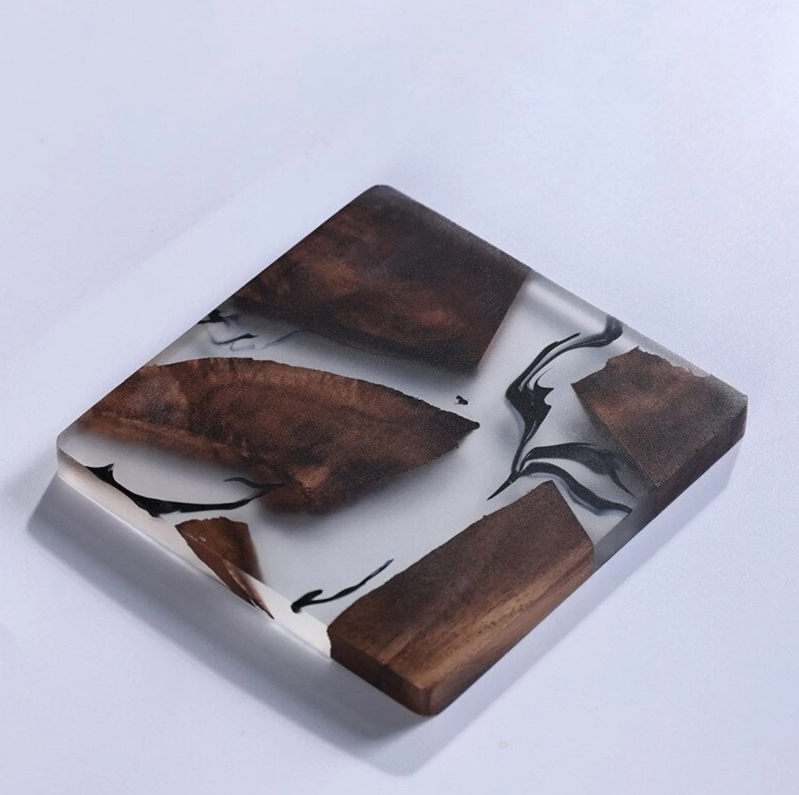 Wood Epoxy Coasters, Square Wood Drink Coasters, Walnut Wood Coasters, Handmade Wooden Coasters