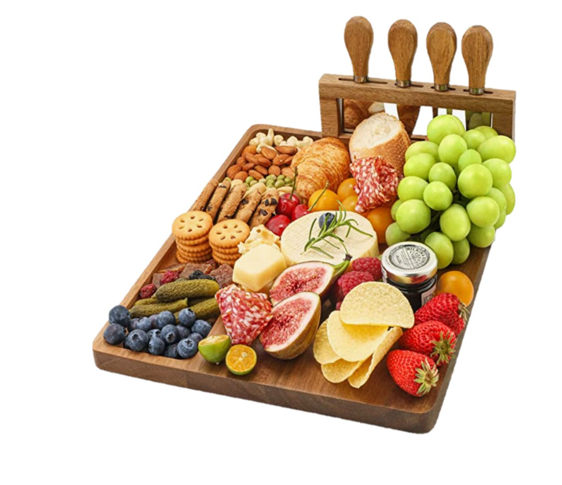 Charcuterie Adult Lunchable Acacia Cutting Board with Utensils, Custom Acacia Cutting Board, Engraved Cutting Board, Funny Cutting Board