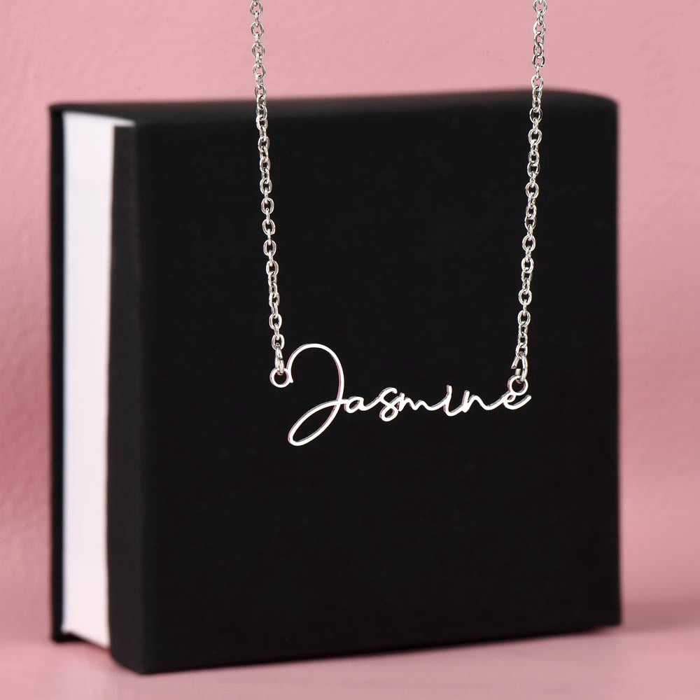 Perfect Gift for Her • Minimalist Signature Name Necklace Personalized in Polished Stainless Steel and Gold Finish Over Stainless Steel