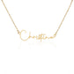Perfect Gift for Her • Minimalist Signature Name Necklace Personalized in Polished Stainless Steel and Gold Finish Over Stainless Steel