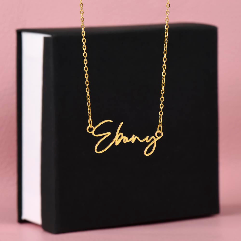 Perfect Gift for Her • Minimalist Signature Name Necklace Personalized in Polished Stainless Steel and Gold Finish Over Stainless Steel